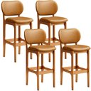 Ver imagem 1 de Kit 4 Banquetas Alta Bar Cozinha Sala Jantar Fixa Betta L02 Imbuia Couríssimo Whisky - Lyam Decor
