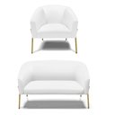 Ver imagem 1 de Sofá Namoradeira e Poltrona Pé de Ferro Dourado Stella Corino Branco D03 - D'Rossi