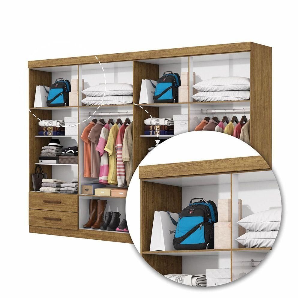 Closet Casal Duplo Lu 8 Portas 4 Gavetas Cinamomo com Off White