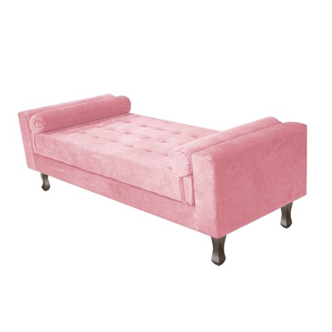 Recamier Baú Félix Solteiro 100 cm Suede - ADJ Decor - Rosa Bebê