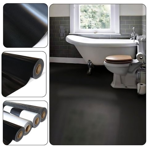 Piso Vinílico em Manta Pvc Preto Branco Dama ou Cimento 1x7m Cor:preto
