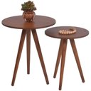 Ver imagem 2 de Mesa Lateral Alta Castanho de Madeira Maciça