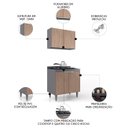 Ver imagem 3 de Armário de Cozinha e Balcão Cooktop Pérola Z34 Grafite/freijó - Mpozenato
