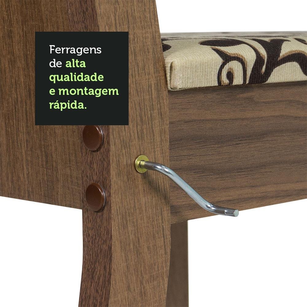 Conjunto Sala de Jantar Madesa Luana Mesa Tampo de Madeira com 4 Cadeiras - Rustic/bege Marrom - 6