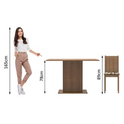 Conjunto Sala de Jantar Madesa Luana Mesa Tampo de Madeira com 4 Cadeiras - Rustic/bege Marrom - 4