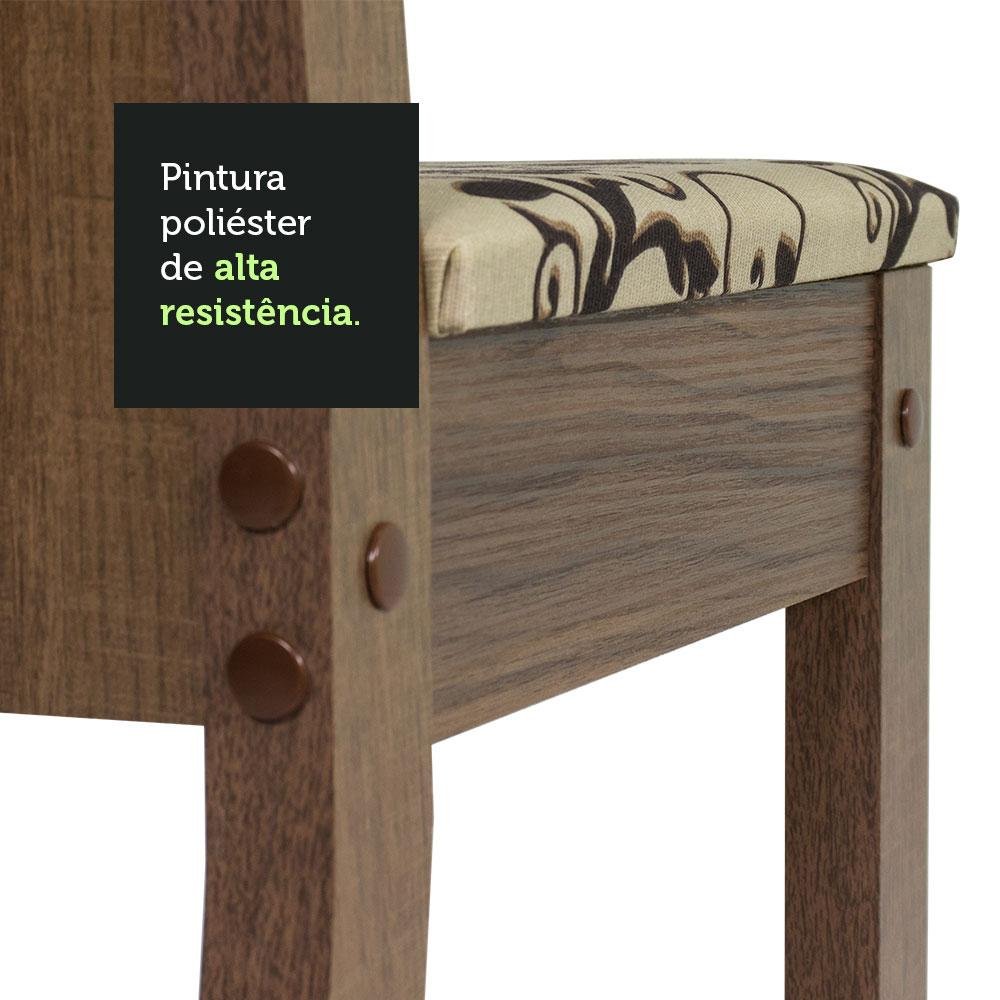 Conjunto Sala de Jantar Madesa Luana Mesa Tampo de Madeira com 4 Cadeiras - Rustic/bege Marrom - 7