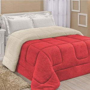 Edredom Coberdrom Fenix King Sherpa e manta - Vermelho