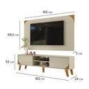 Ver imagem 5 de Kit Rack Bancada e Painel Duna 2 Portas Deslizantes Pés de Madeira - Pallazio Cor Cumaru e Opala