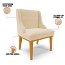 Ver imagem 3 de Kit 4 Cadeiras Estofadas para Sala de Jantar Base Fixa de Madeira Castanho Lia Suede Bege - Ibiza