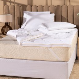 Protetor de Colchão Pillow Top Plume Branco Solteiro - Toque de Plumas Super Volumoso Alta Espessura - 2