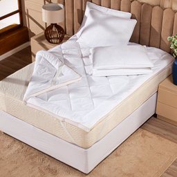 Protetor de Colchão Pillow Top Plume Branco Solteiro - Toque de Plumas Super Volumoso Alta Espessura - 3