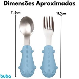 Kit Talheres Cabo em Silicone Buba Ref:15819 6 Meses + - 3