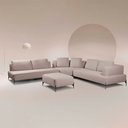 Ver imagem 1 de Sofá Modulado Sala de Estar 415cm Marino de Canto Pés de Ferro com Almofadas Linho Bege G92 - Gran B