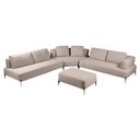 Ver imagem 6 de Sofá Modulado Sala de Estar 415cm Marino de Canto Pés de Ferro com Almofadas Linho Bege G92 - Gran B