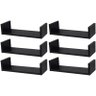 Kit 6 Prateleiras U 40 X 15cm Preta Suporte Invisível - 2