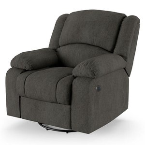 Poltrona do Papai Reclinável Melim Glider Giratória Usb Linho Fh1 - D'rossi Cor Grafite