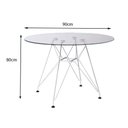 Ver imagem 2 de Mesa Eames Ferro Branco Tampo Redondo Vidro 90cm