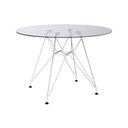 Ver imagem 1 de Mesa Eames Ferro Branco Tampo Redondo Vidro 90cm