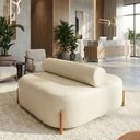 Ver imagem 1 de Poltrona Ilha Recepção Corino Modena Bege | Design Sofisticado Loja Consultório - Montanari's Decor