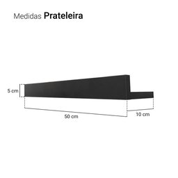 Kit 2 Prateleiras Porta Temperos 50 x 10cm Preto - 5