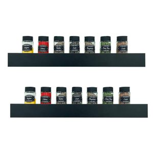 Kit 2 Prateleiras Porta Temperos 50 x 10cm Preto