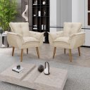 Ver imagem 1 de Kit 02 Poltronas Decorativas Opala Lux Sala Recepeção Bege - Visan Estofados