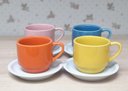 Ver imagem 4 de Jogo 4 xícaras de Café e Chá com pires - 200 ml Empilháveis - Porcelana Colorida