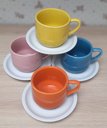 Ver imagem 6 de Jogo 4 xícaras de Café e Chá com pires - 200 ml Empilháveis - Porcelana Colorida
