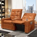 Ver imagem 6 de Poltrona Reclinável para Cinema Parma 2 Lugares Baú Usb Pu Caramelo Brilho Fh1 - D'rossi