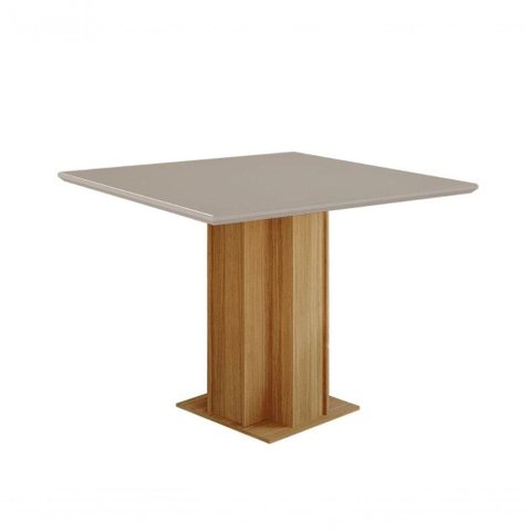 Conjunto Sala de Jantar Sophia 95x95 Tampo Mdf/vidro 4 Cadeiras Maia Cimol Nature/offwhite/gengibre