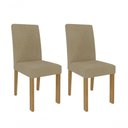 Ver imagem 3 de Conjunto Sala de Jantar Sophia 95x95 Tampo Mdf/vidro 4 Cadeiras Maia Cimol Nature/offwhite/gengibre