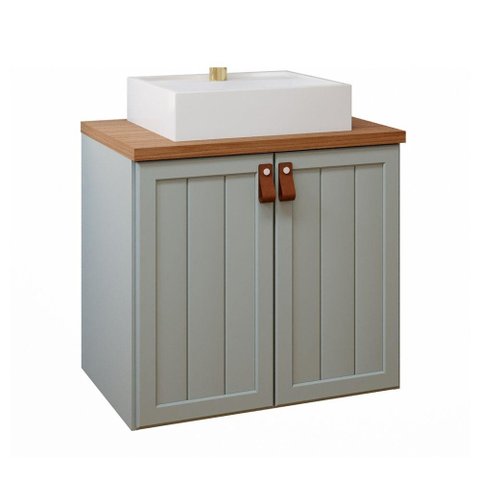 Gabinete para Banheiro 60cm 100% Mdf 2 Portas Alure Mgm Móveis Pistache/freijo