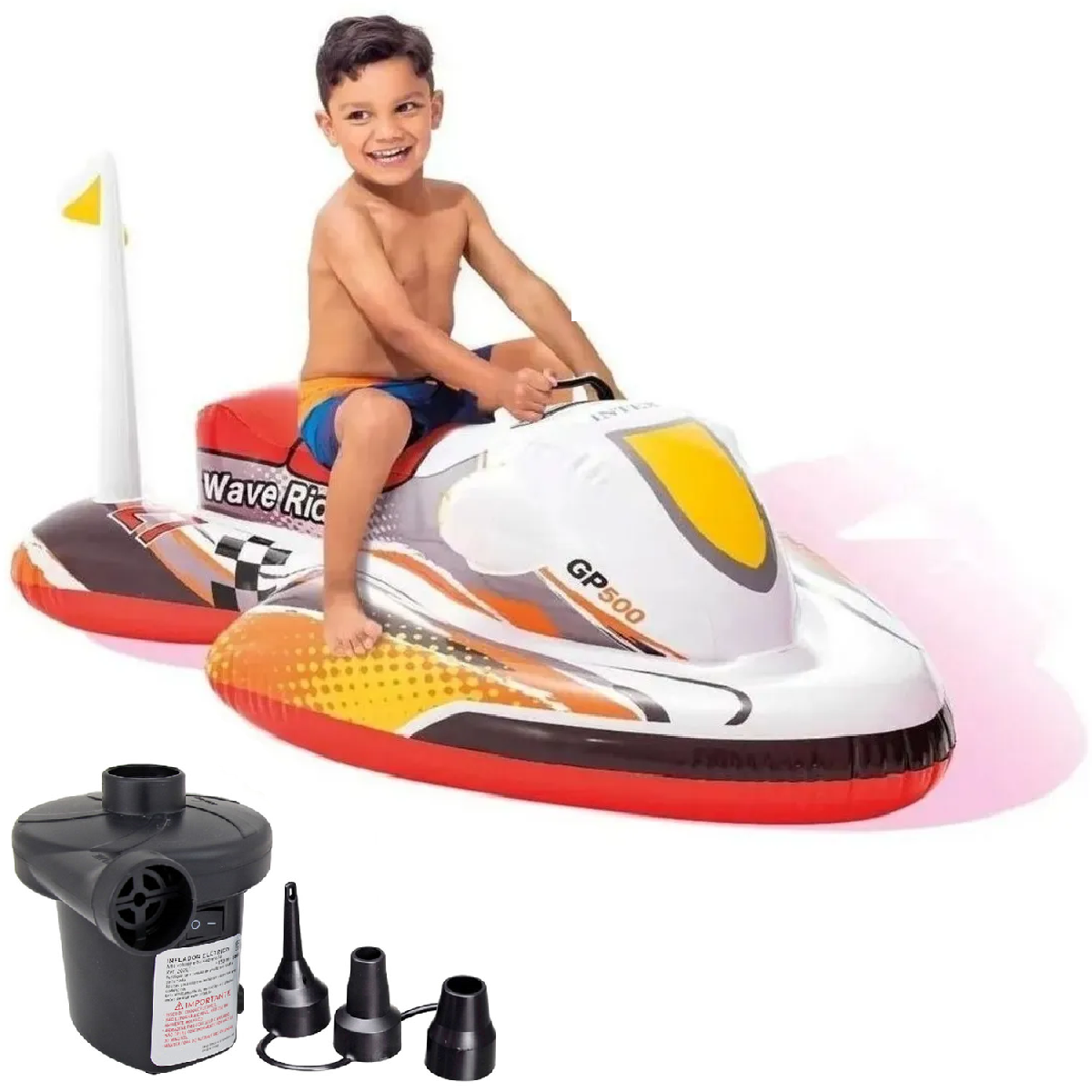 Jet Ski Inflável Infantil 40kg Intex 1,17m + Bomba Elétrica Voltagem:110v - 1