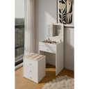 Ver imagem 2 de Penteadeira com 3 Gavetas Banqueta Almofadada Espelho Compacta Maquiagem Cor Branca