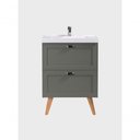 Ver imagem 6 de Gabinete para Banheiro com Cuba e Armario 60cm Retro Mdf Verde Milano - On Móveis