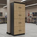Ver imagem 2 de Armário Locker Guarda Volumes 8 Portas com Chave Amêndoa/Preto ME4202