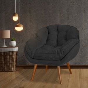 Poltrona Decorativa Agata Veludo Preto - Fortbello Estofados