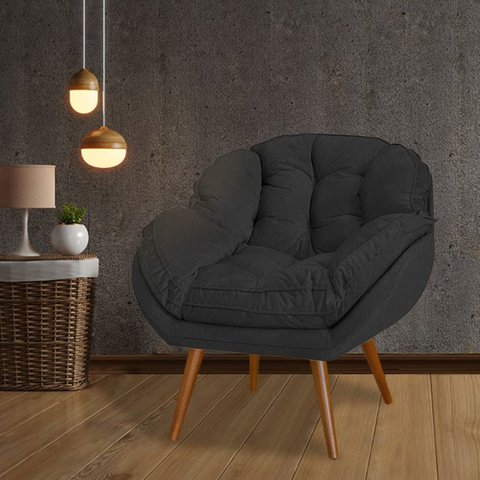 Poltrona Decorativa Agata Veludo Preto - Fortbello Estofados