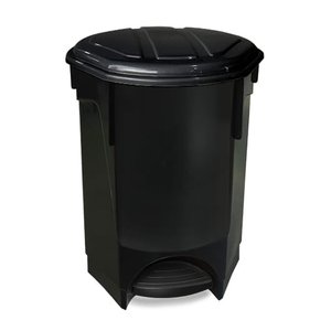 Lixeira Oval com Pedal Preta 30lt Arqplast
