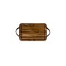 Tábua de Servir Rebaixada com Alça de Couro M - Madeira de Teca 34x22x2cm - 1