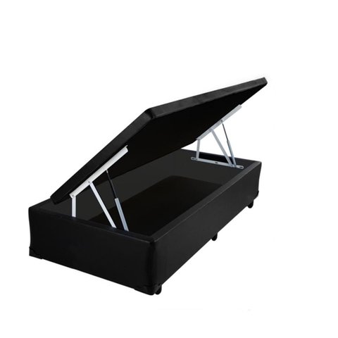 Cama Box Baú Solteiro Conforto Sintético Preto + Colchão Solteiro Conforto Espuma D33 Com EPS 20x88x