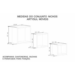 Kit 3 Nichos Decorativos na Cor Louro Freijó - 4