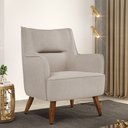 Ver imagem 2 de Poltrona Decorativa Fixa Pés de Madeira Isabella D02 Linho Bege C-107 - Lyam Decor