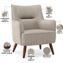 Ver imagem 4 de Poltrona Decorativa Fixa Pés de Madeira Isabella D02 Linho Bege C-107 - Lyam Decor