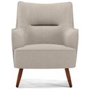 Ver imagem 3 de Poltrona Decorativa Fixa Pés de Madeira Isabella D02 Linho Bege C-107 - Lyam Decor