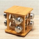 Ver imagem 2 de Jogo de Porta Condimentos com Suporte Giratório em Bambu com 8 Potes 90ml Mimo Style