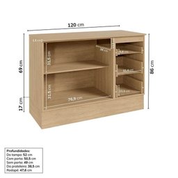 Cozinha Modulada 5 Peças 3 Aéreos 1 Balcão 1 Paneleiro Nara Cabecasa Madeiramadeira - 11