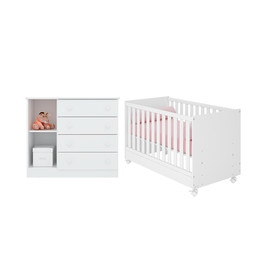 Conjunto Bebê Berço Americano e Cômoda Doce Sonho sem Colchão - Qmovi - 4