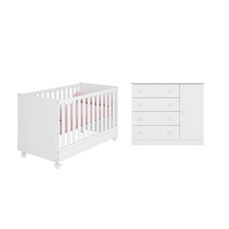 Conjunto Bebê Berço Americano e Cômoda Doce Sonho sem Colchão - Qmovi - 1