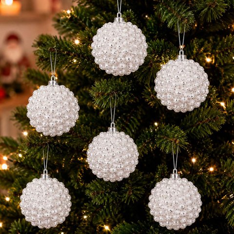 Bola Nevada Branca Decoração Enfeite Natalino 6cm Kit 24PÇS
